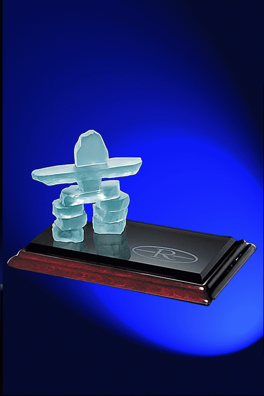 Inukshuk on Black Crystal and Rosewood Base – 3.5” Hight - Click Image to Close