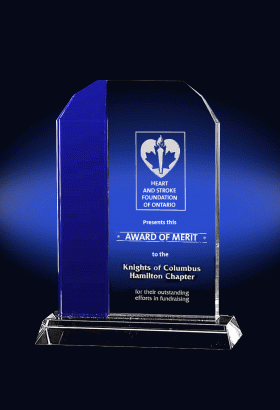Blue & Clear Rectangular Crystal Award – 8.25”