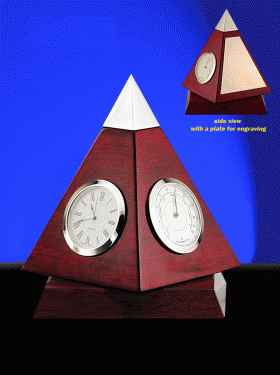 Rotating Rosewood Pyramid Clock – 6.5”