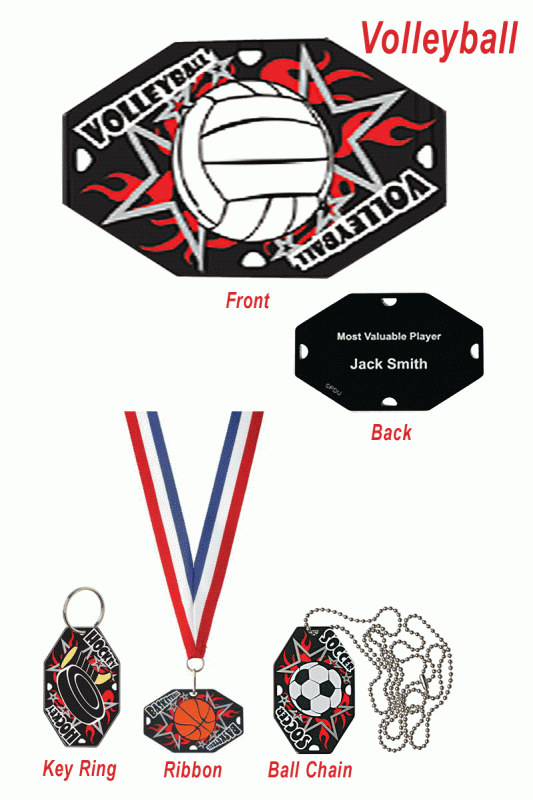 Volleyball Street Tag - 2.5" - Click Image to Close