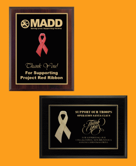 Engraved Ribbon Awareness Plaque - 7” x 9”