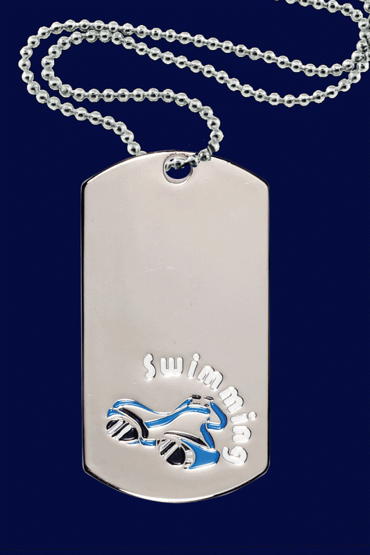 Swimming, Dog Tag – 2” - Click Image to Close