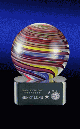 Lunar, Hand Blown Award on black base – 3.5”