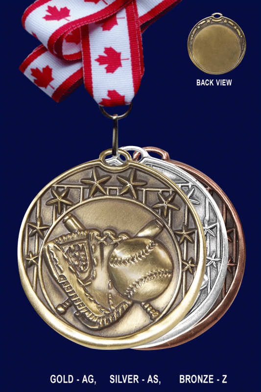 Baseball, Star Medal - 2” - Click Image to Close