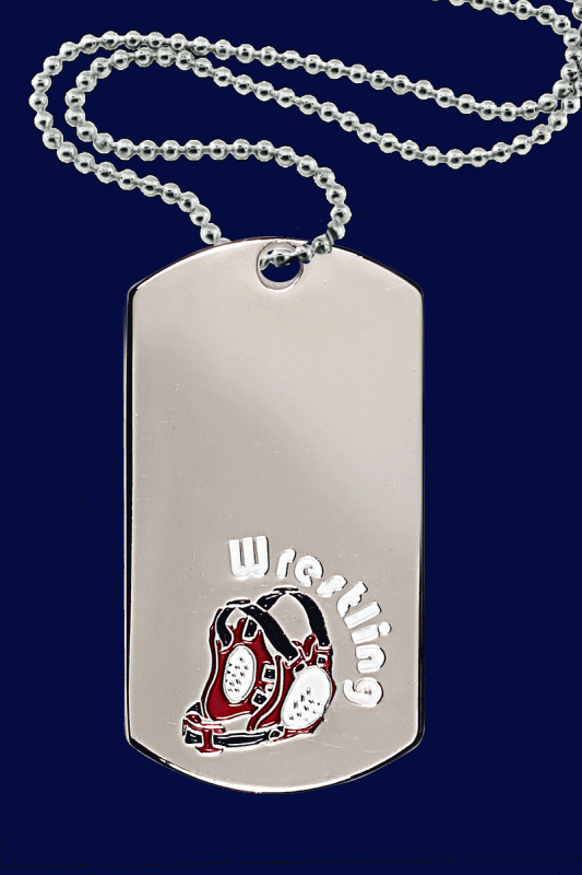 Wrestling, Dog Tag – 2” - Click Image to Close